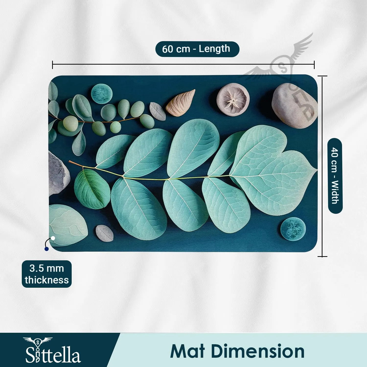 1 Piece Anti-Skid Water Soaking 3D Leaf Print Bathroom Mat, Water Absorbent Mat (40x60cm) (Green Leaf Print)