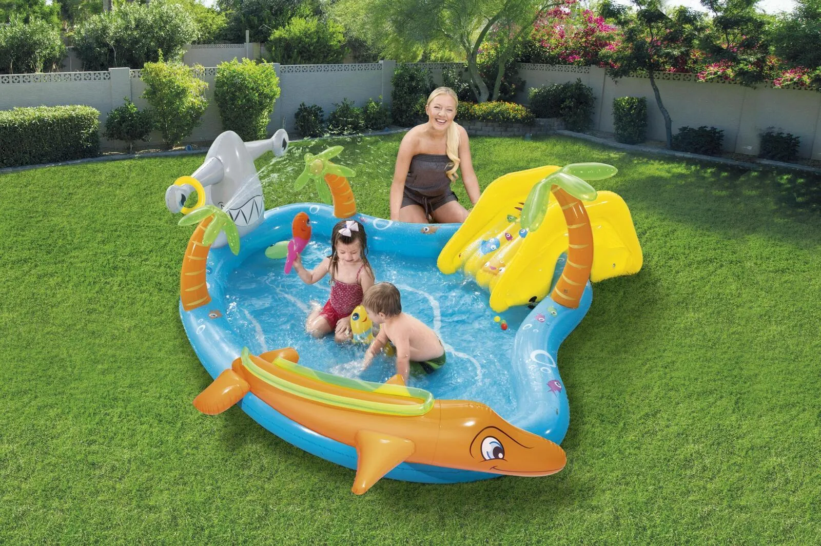 273L Bestway Inflatable Sea Life Water Fun Park Pool with Slide