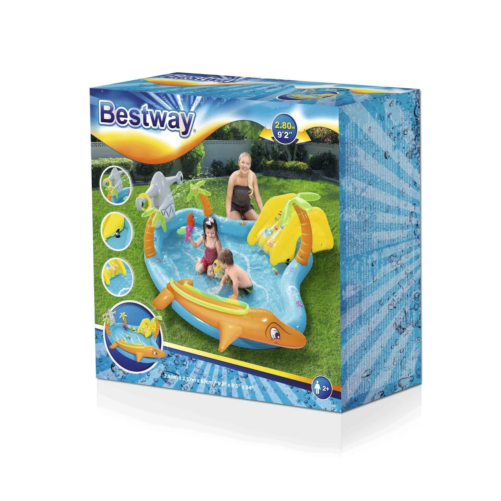 273L Bestway Inflatable Sea Life Water Fun Park Pool with Slide