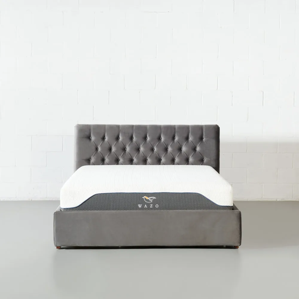 Amara - Grey Fabric Queen Size Bed with Storage