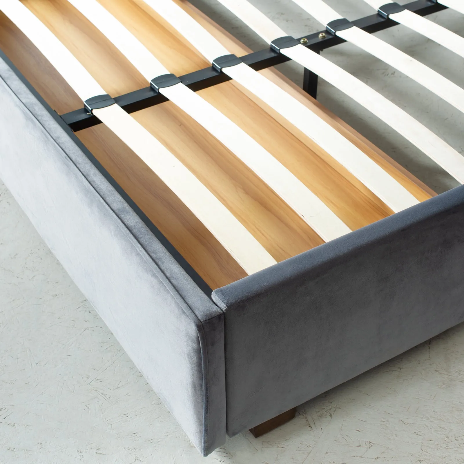 Amara - Grey Fabric Queen Size Bed with Storage