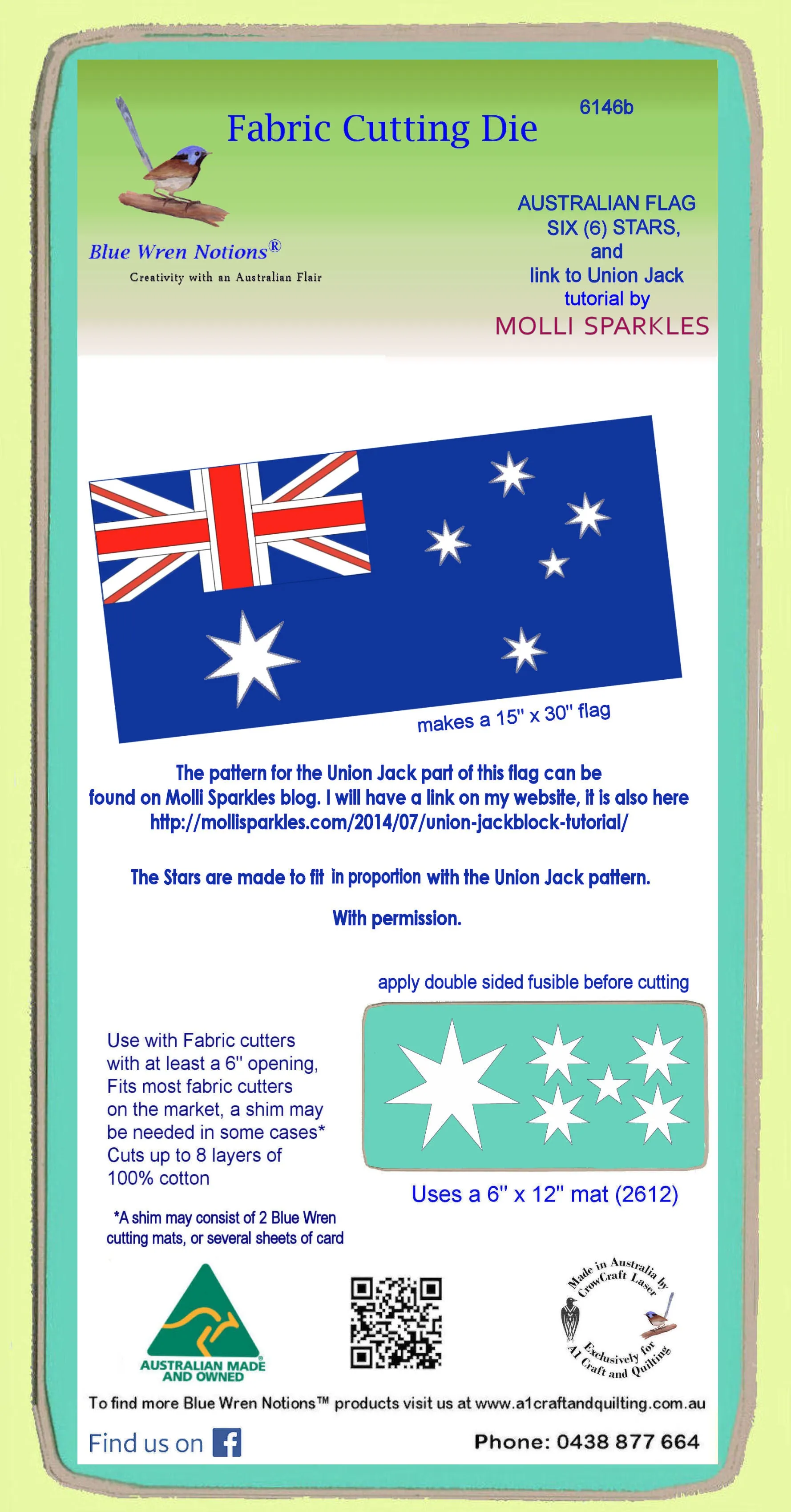 Australian Flag Stars x 6 stars on die - 6146b - Mat Included