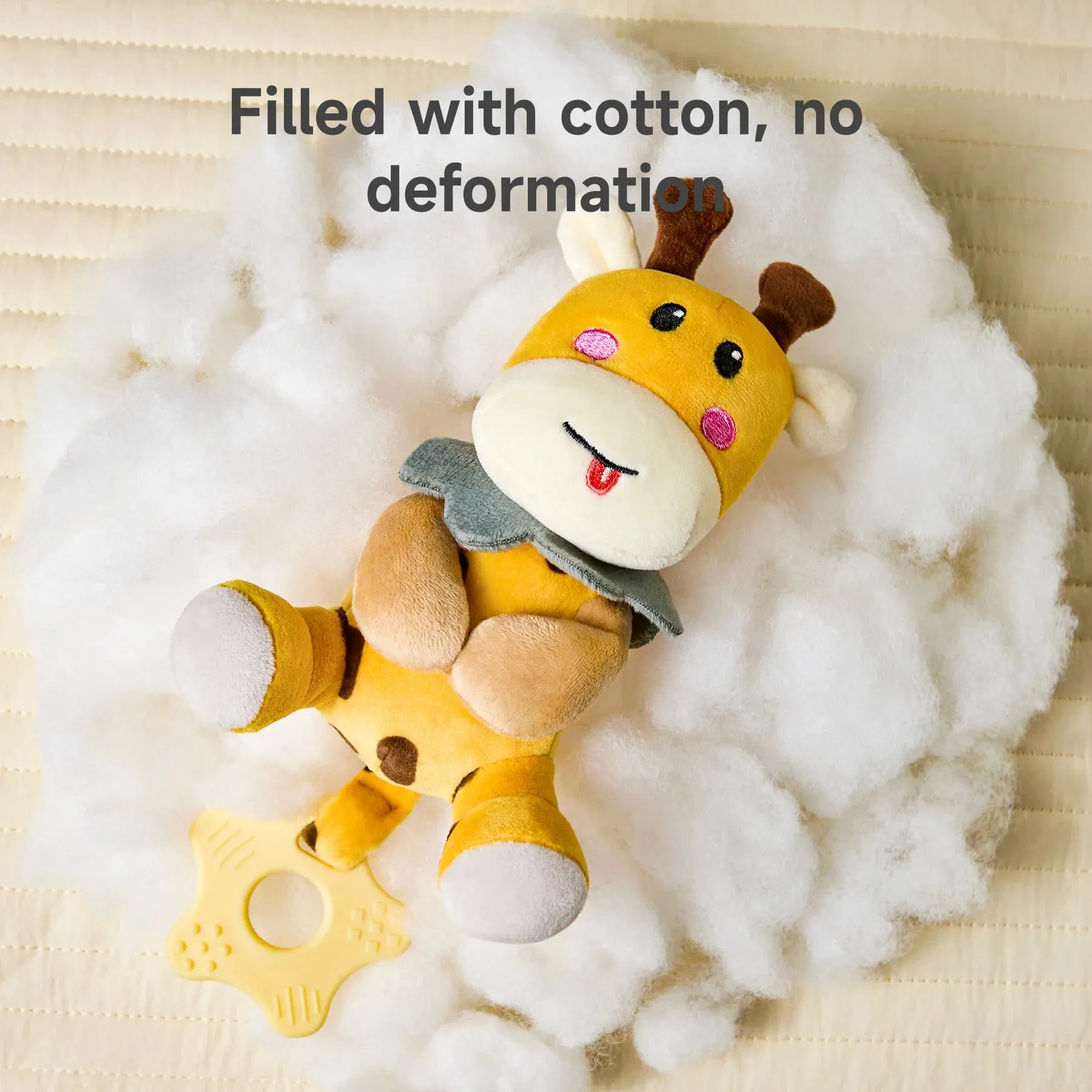 Baby giraffe rattle toy set 3PCS soft teething ring sensory plush set for baby infant 0 Month 