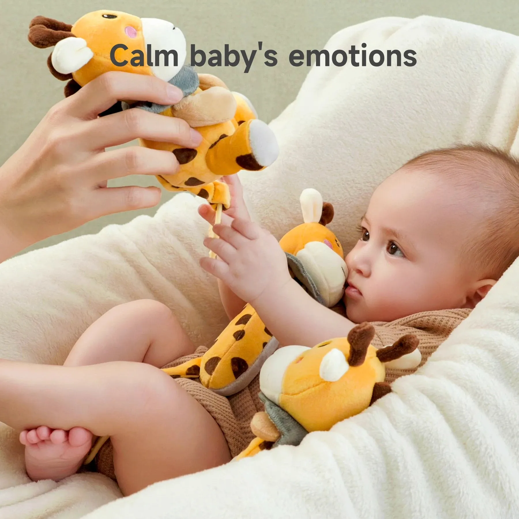 Baby giraffe rattle toy set 3PCS soft teething ring sensory plush set for baby infant 0 Month 