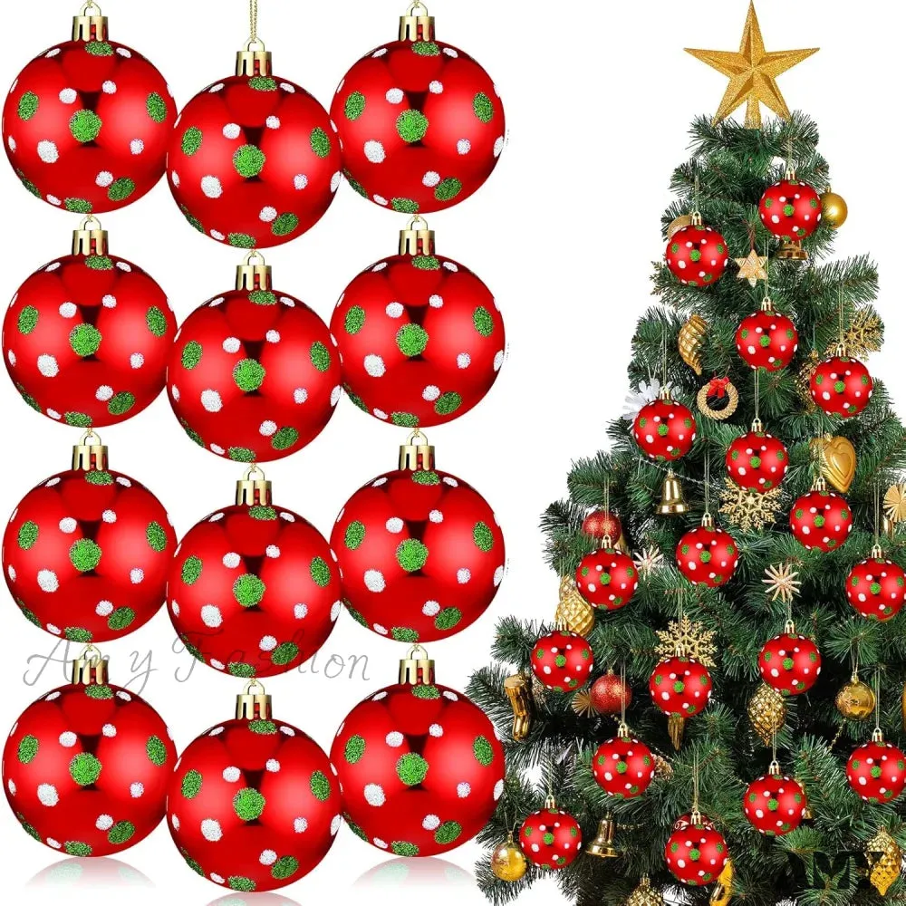 Black and White Christmas Ball Ornaments - Fresh Style, Set of 12