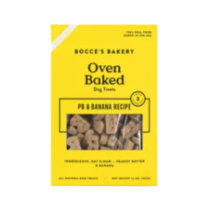 Bocce's Bakery Basics Oven Baked PB   Banana Biscuits Wheat Free Dog Treats 14 oz