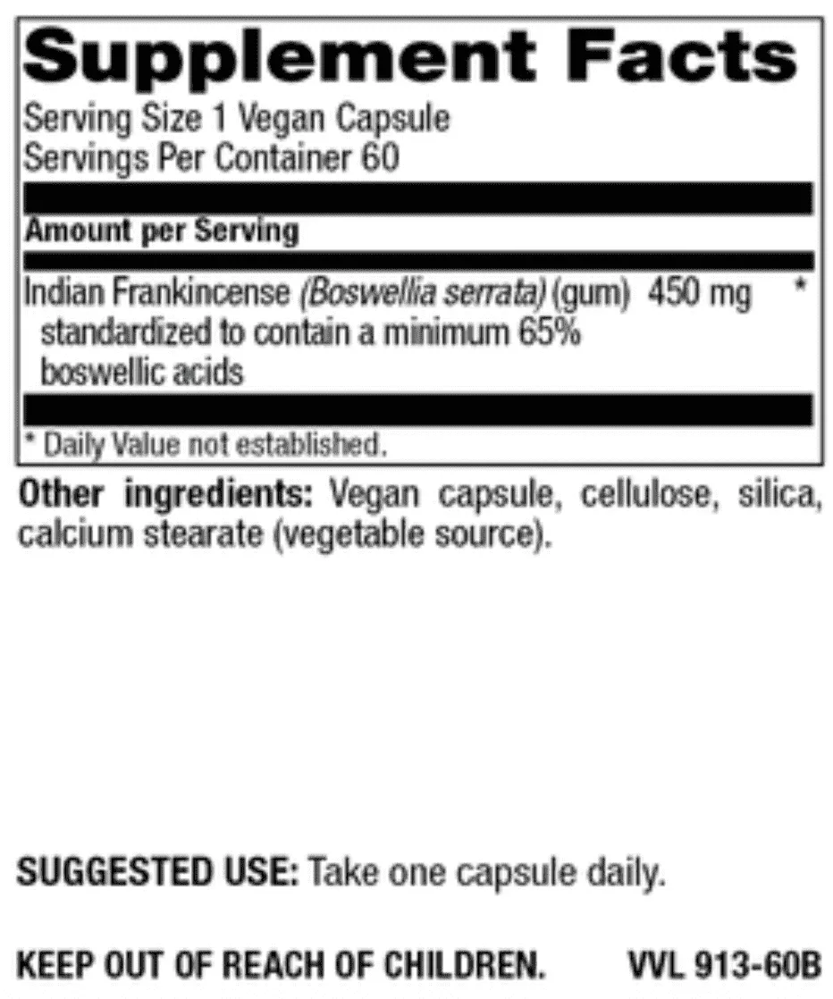 Boswellia 450 mg, (NEW) 60 vcap (item 913)