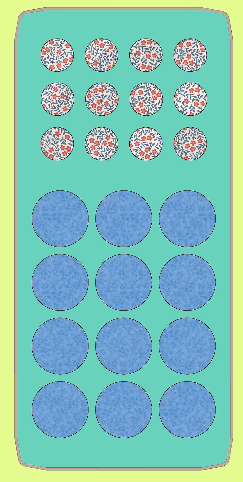 Circles 7/8" & 1 1/2"  - Multi x 12 each  - 6327 - includes cutting mat