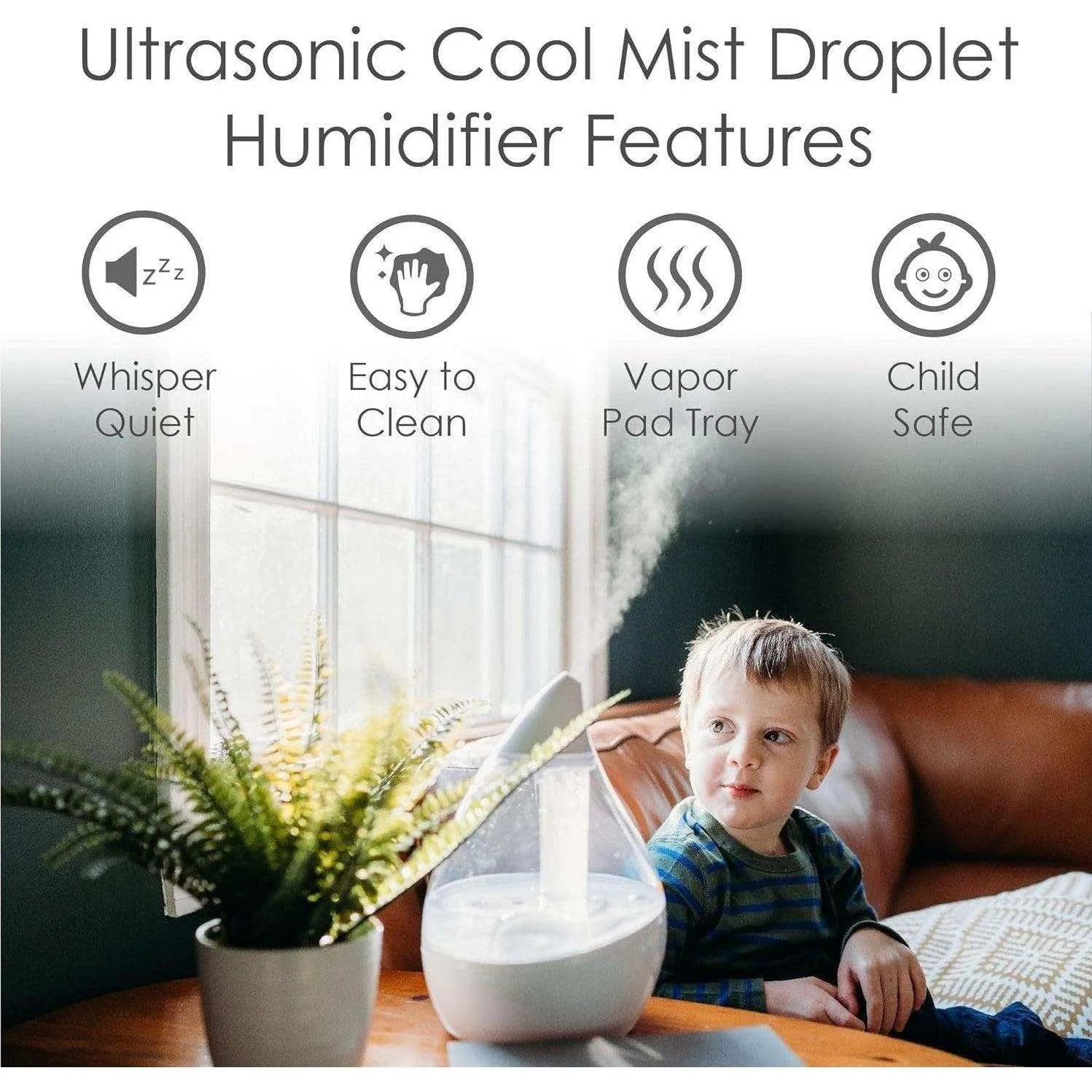 Crane Droplet Ultrasonic Cool Mist Humidifier Clear/White - 0.5 Gallon
