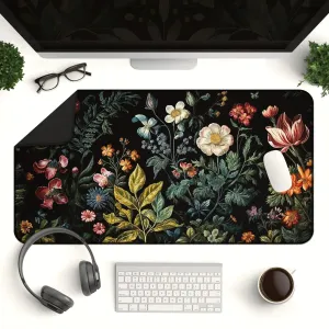 Dark Cottagecore Desk Mat – Vintage Floral Non-Slip Mouse Pad for Gaming & Office