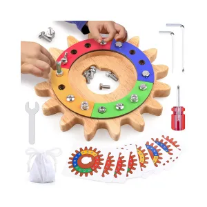 Devolamn Toddler Toys, Wooden Toys, Montessori Toys for 3 4 5, 35 in 1 Wooden Montessori Screwdriver Board Set, Learning Sensory Bin Toys Preschool Toys, Fine Motor Skills Toys (20CM)