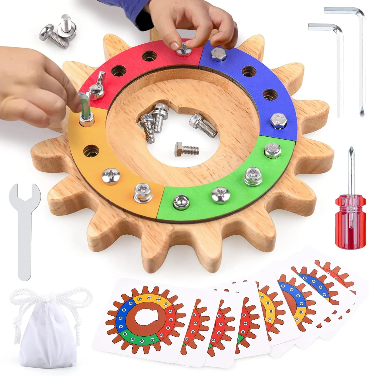 Devolamn Toddler Toys, Wooden Toys, Montessori Toys for 3 4 5, 35 in 1 Wooden Montessori Screwdriver Board Set, Learning Sensory Bin Toys Preschool Toys, Fine Motor Skills Toys (20CM)