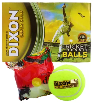 Dixon Super Gold Light Cricket Tennis Balls to Play Indoor/Outdoor (Pack of 6)