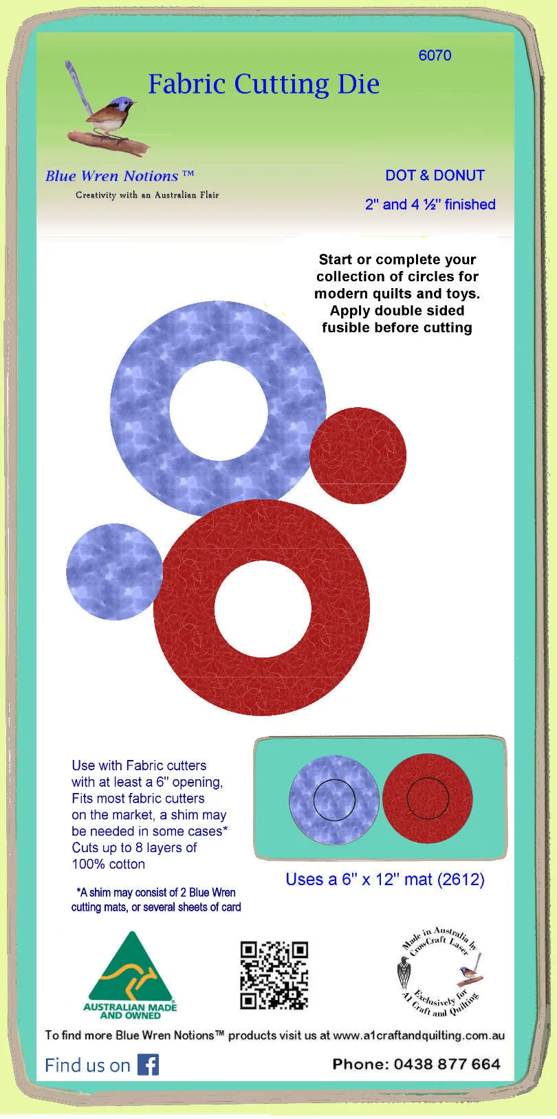 Dots and Donuts, 2" dots and 4 1/2" finished rings x 2- 6070- Mat included