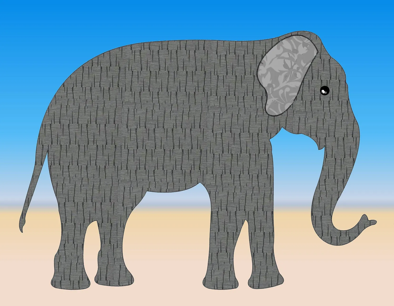 Elephant, approx 7¼" x 10" - 6544 - Mat included