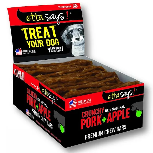 Etta Says! Chew Bars Pork   Apple Dog Treats