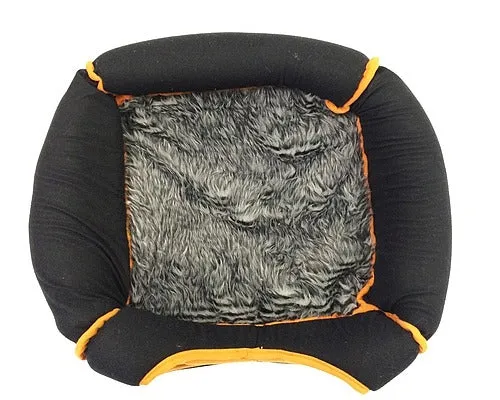 FuzzYard Cat Cube Bed in Black with Orange (discontinued)