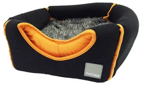 FuzzYard Cat Cube Bed in Black with Orange (discontinued)