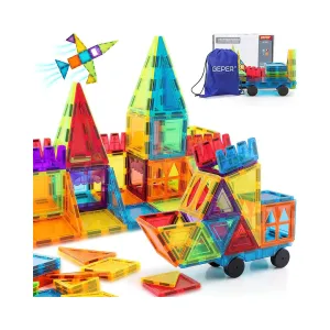 GEPER Magnetic Tiles Kids, Toddler Girls & Boys Age 4-5 6-8, Sensory Toys for Toddler 3-4, Magnet Toys Building Blocks, STEM Preschool Learning Montessori Toys for 3  Year Old