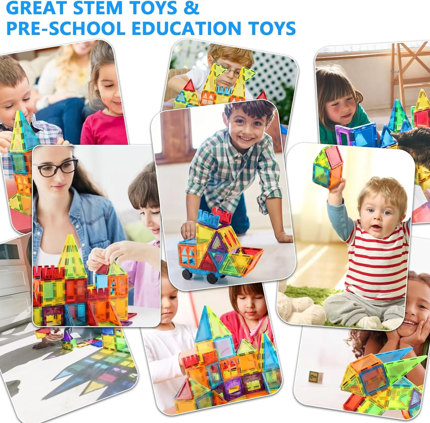 GEPER Magnetic Tiles Kids, Toddler Girls & Boys Age 4-5 6-8, Sensory Toys for Toddler 3-4, Magnet Toys Building Blocks, STEM Preschool Learning Montessori Toys for 3  Year Old