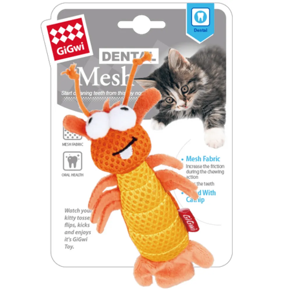 GiGwi Dental Mesh Shrimp and Fofos Blue Bird with Catnip Balls Toy for Cats Combos