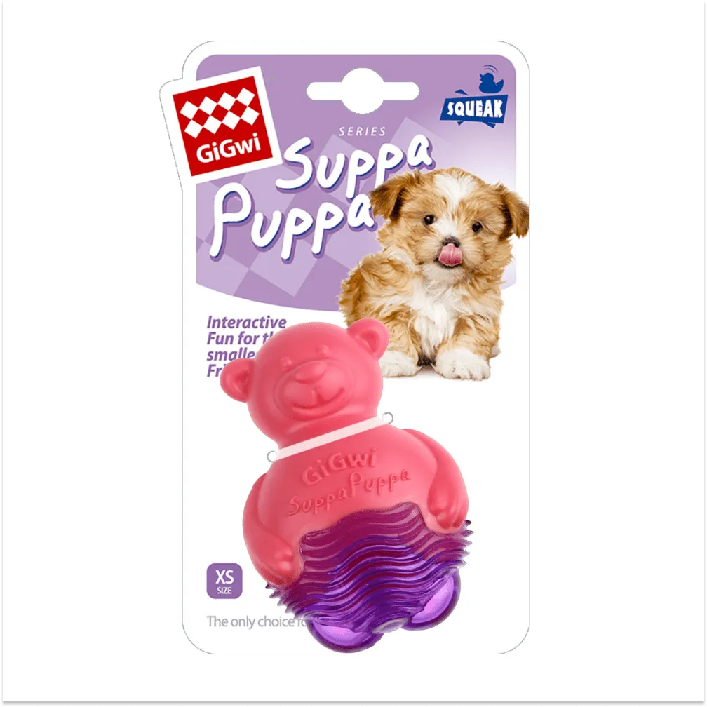 GiGwi Suppa Puppa Bear Toy for Dogs (Pink & Purple)