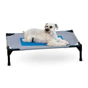 Gray Blue Cooling Dog Cot with Waterproof Fabric - Large