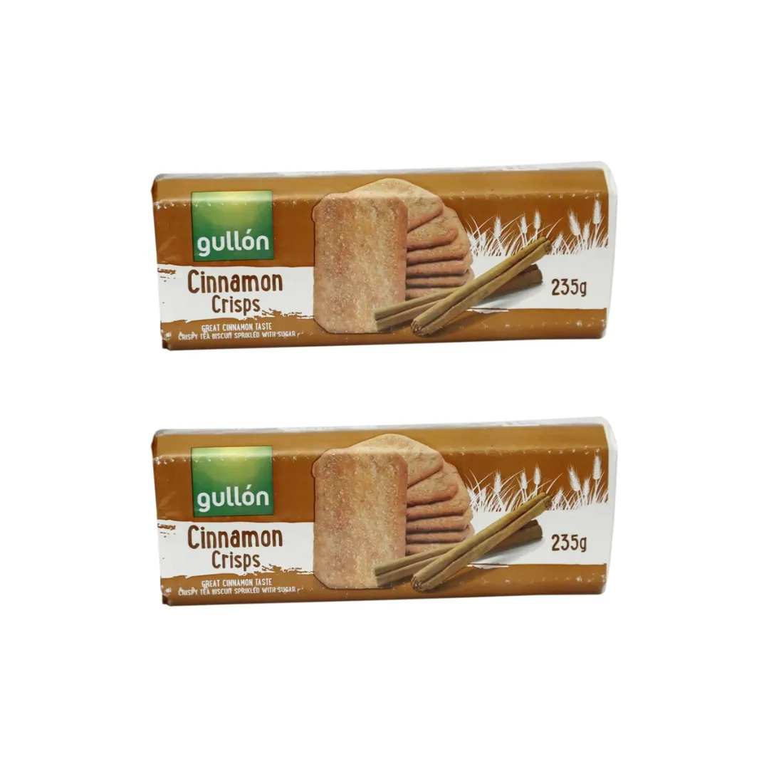 Gullón Cinnamon Crisp Biscuits 235g (Pack of 2) – Healthy, Sugar-Free Cinnamon Biscuits