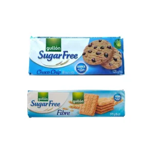 Gullón Sugar Free Chocolate Chip Cookies 125g   Fiber Biscuits 170g Combo Pack – Healthy, Low Sugar Snacks