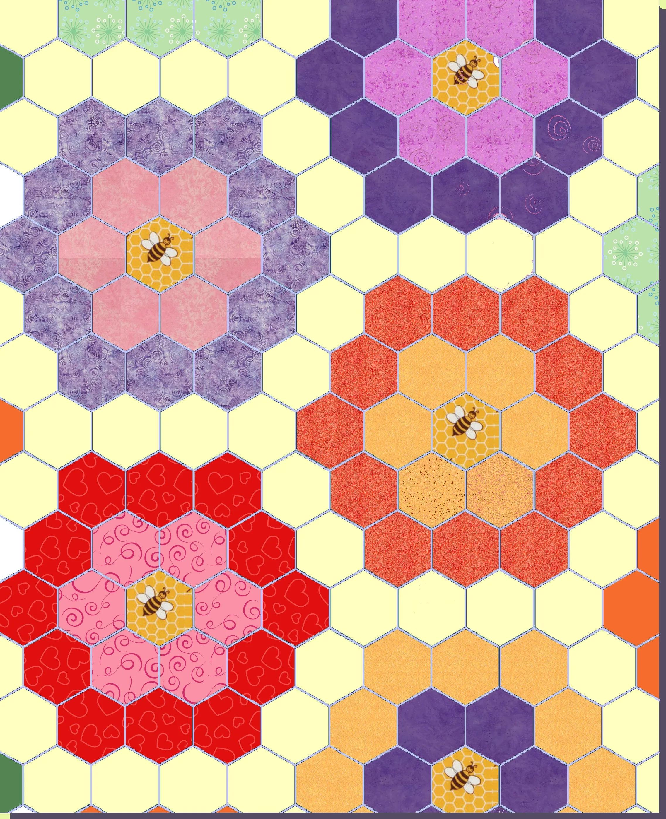 Hexagons 1" & 1½" cut sides - for paper piecing, 1" finished sides - 6268 - includes cutting mat