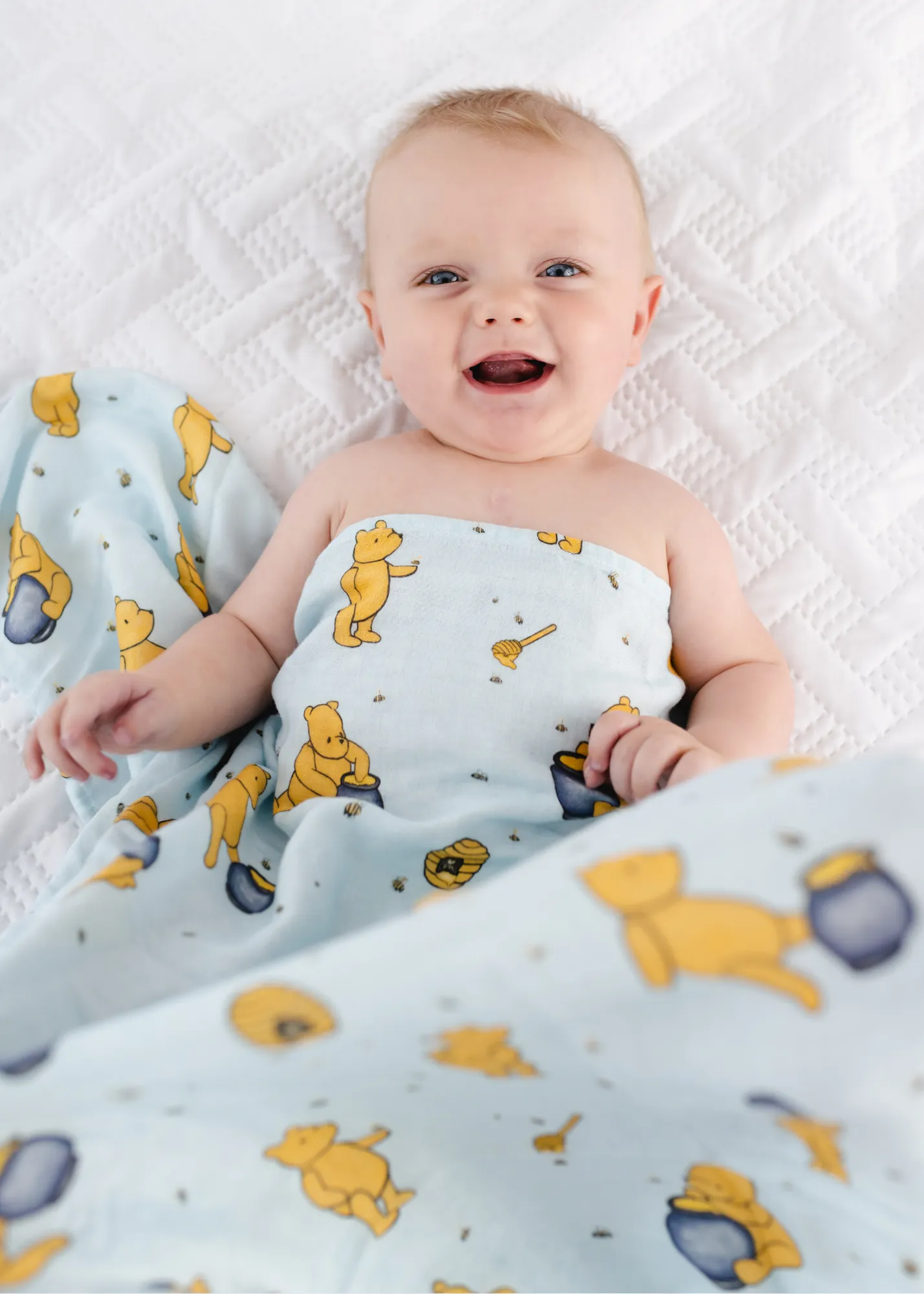 Hunny Pot Blue Swaddle Blanket