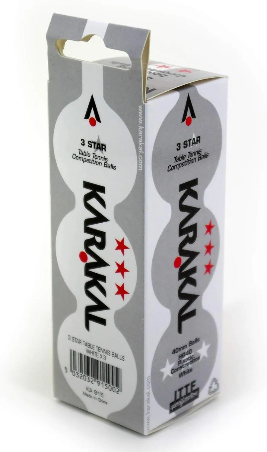 Karakal 3 Star Table Tennis in Orange - Pack Of 3 Balls - Durable - 40mm