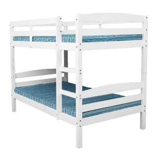 Kids Single Wooden Bunk Bed Frame - White