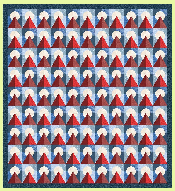 Moon over the Mountain - 6" x 8" finished block- 6225 - mat and pattern included