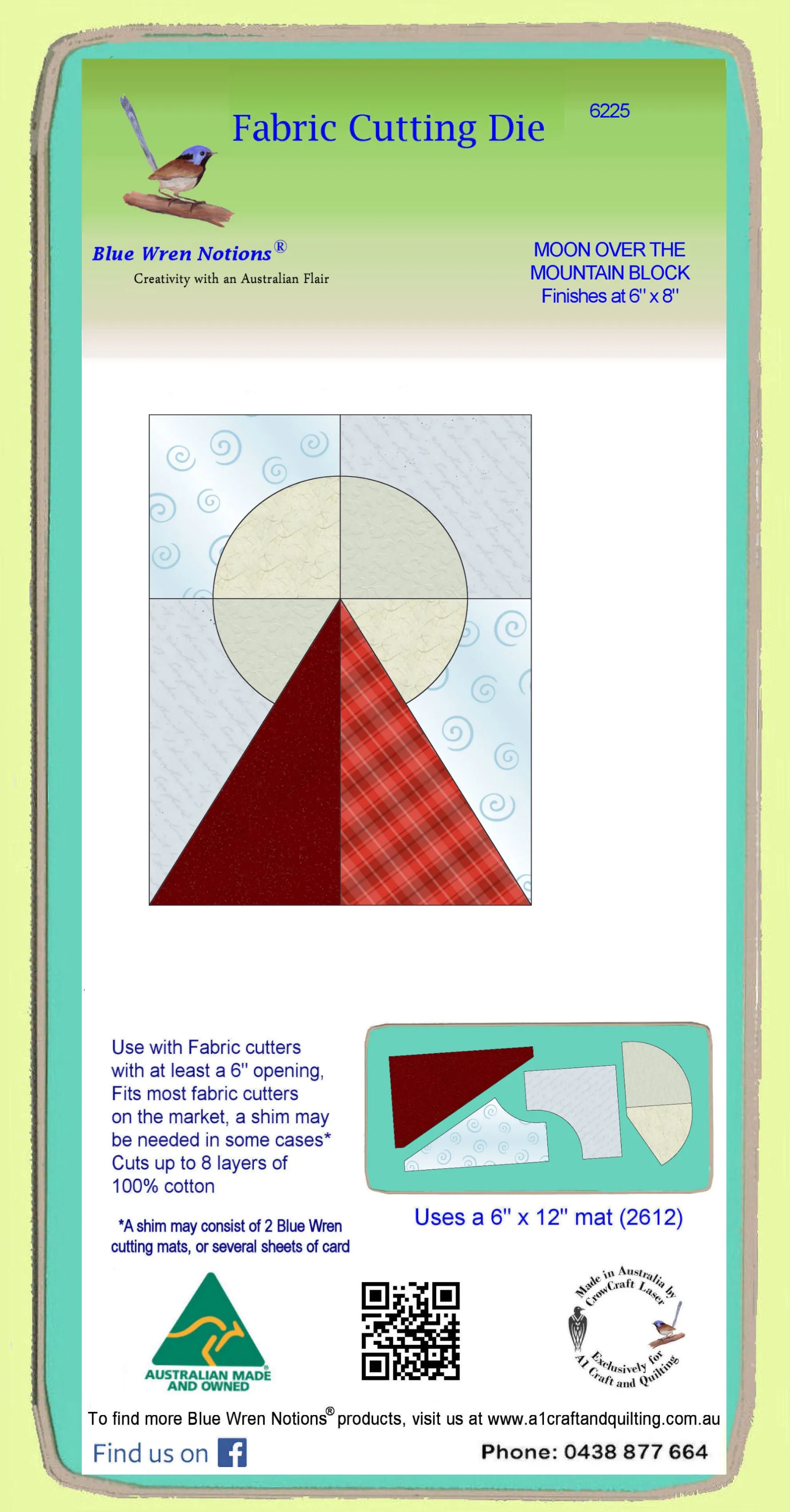 Moon over the Mountain - 6" x 8" finished block- 6225 - mat and pattern included