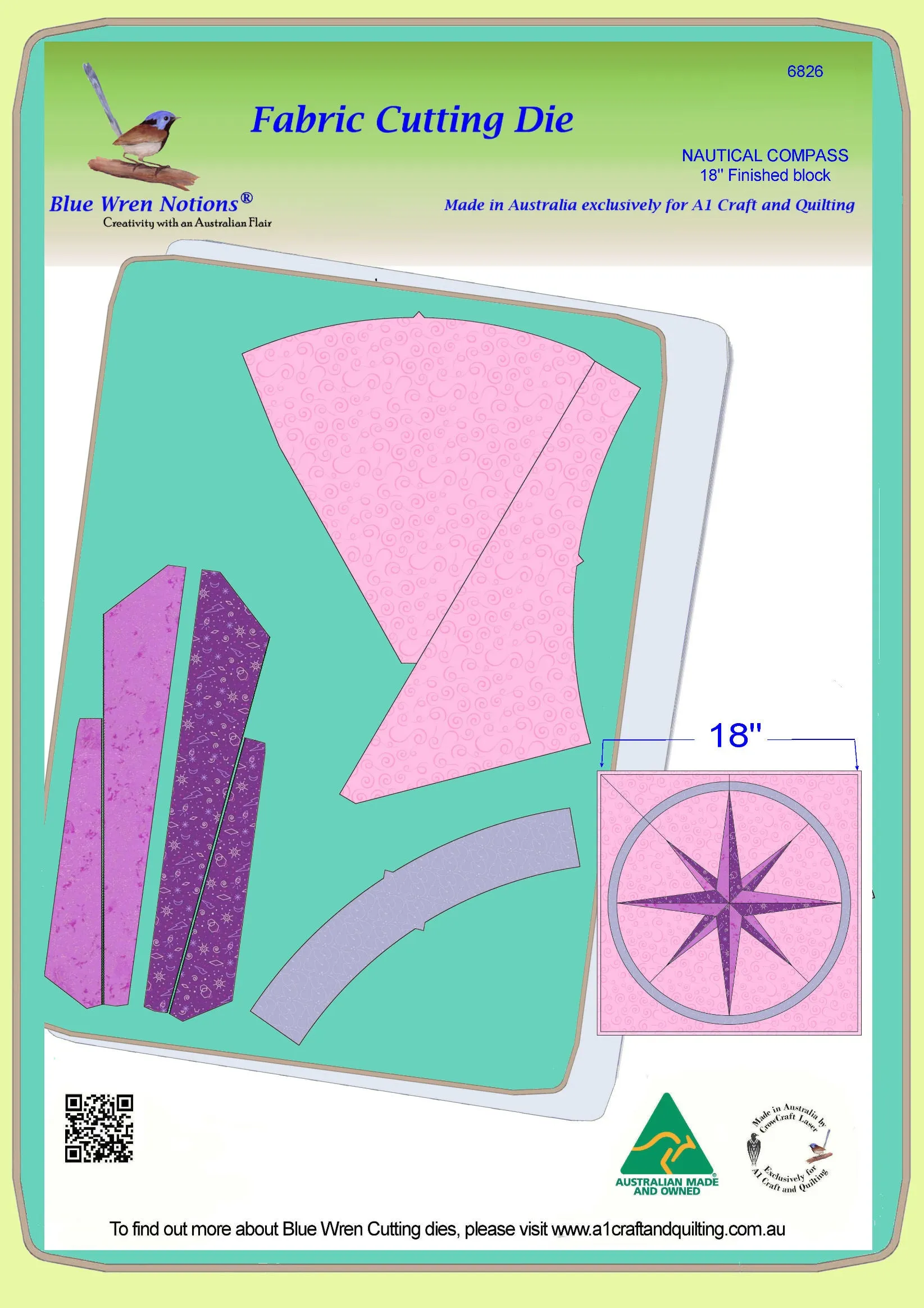 Nautical Compass - 6826 - makes an 18" block - pattern instructions and mat included