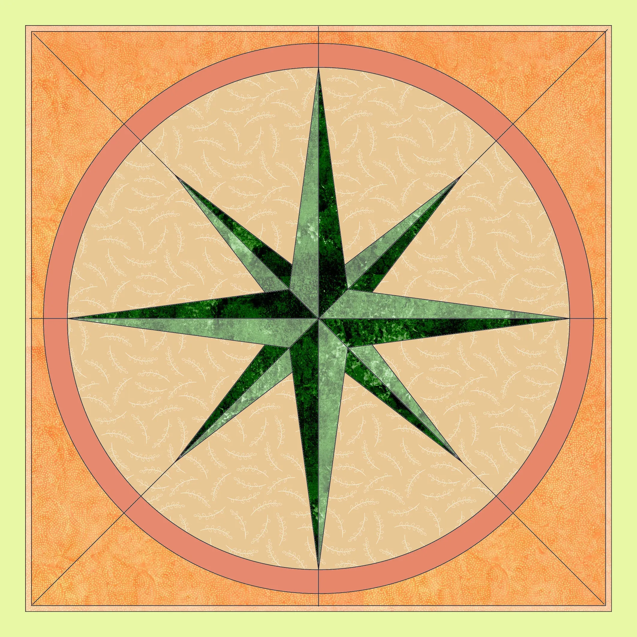 Nautical Compass - 6827 - makes an 24" block - Two die Set - pattern instructions and mat included