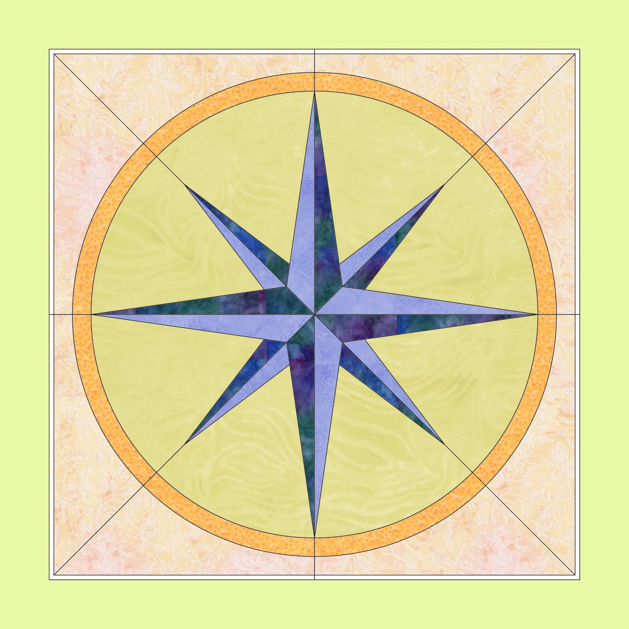 Nautical Compass - 6828 - makes an 28" block - Two die Set - pattern instructions and mat included