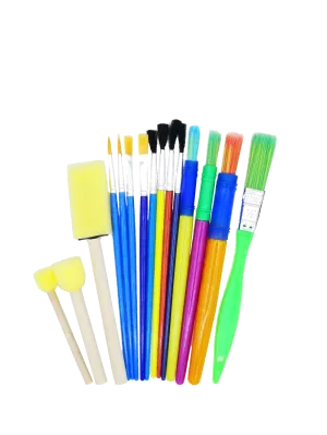 Paint Brush & Sponge Tip Brush Set - 15 Piece Set