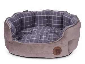 Petface Grey Check & Bamboo Dog Bed M