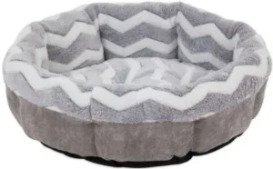 Precision Pet Snoozz ZigZag Round Pet Bed Gray And White  - 21" wide
