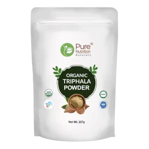 Pure Nutrition Organic Triphala Fruits Powder | Supports Healthy Digestion & Bowel Wellness | Helps Relieve Constipation, Acidity, Bloating & Gas | USDA & India Organic Certified | Edible Quality - 227g