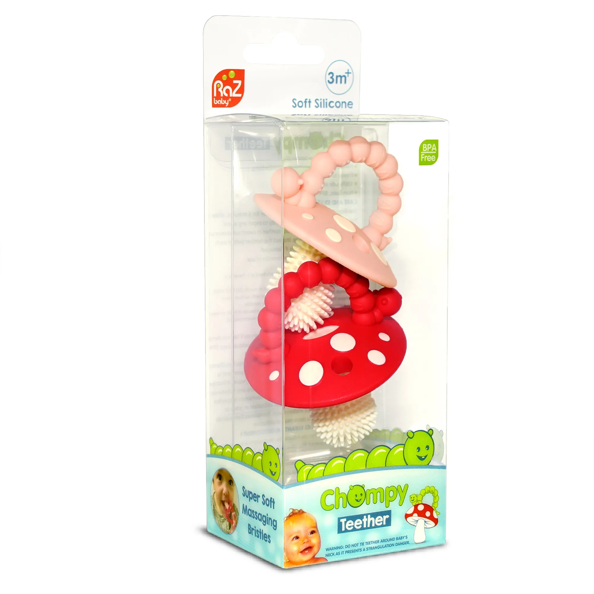 RaZbaby Chompy Mushroom Silicone Teethers 2-Pack