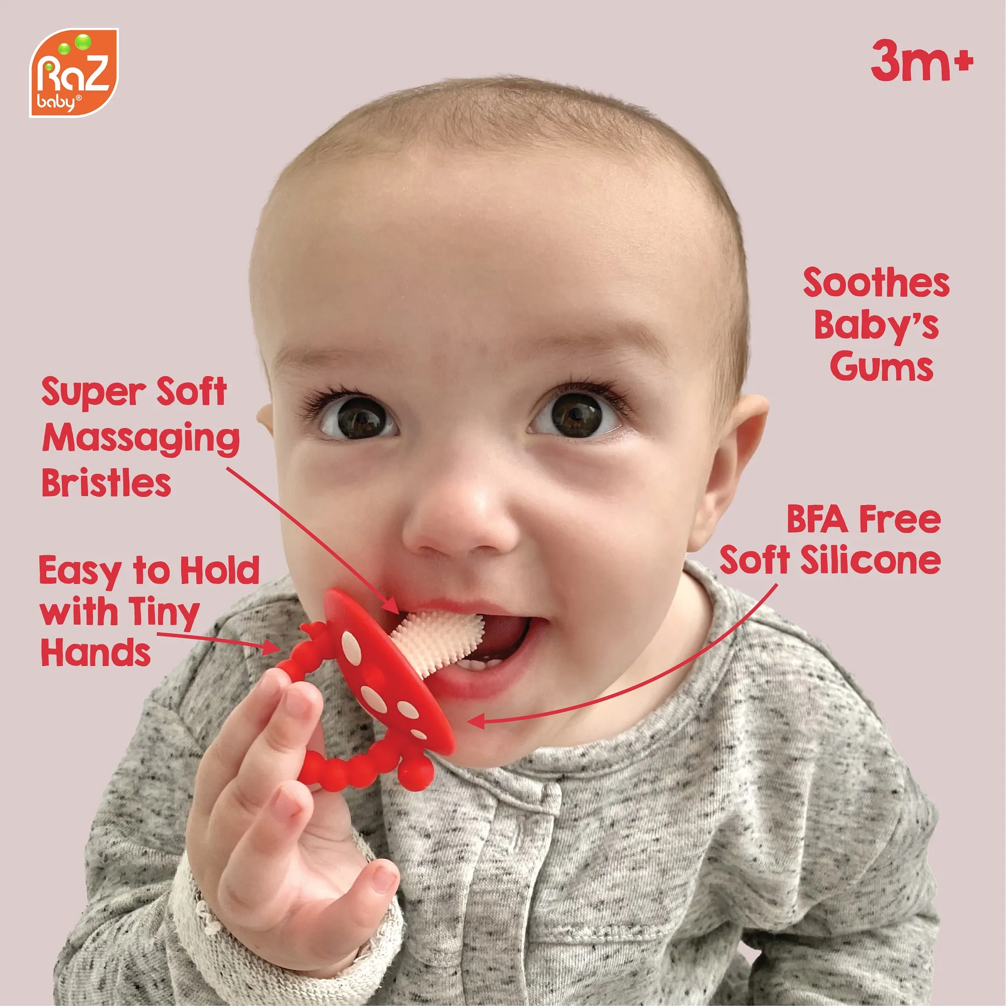 RaZbaby Chompy Mushroom Silicone Teethers 2-Pack