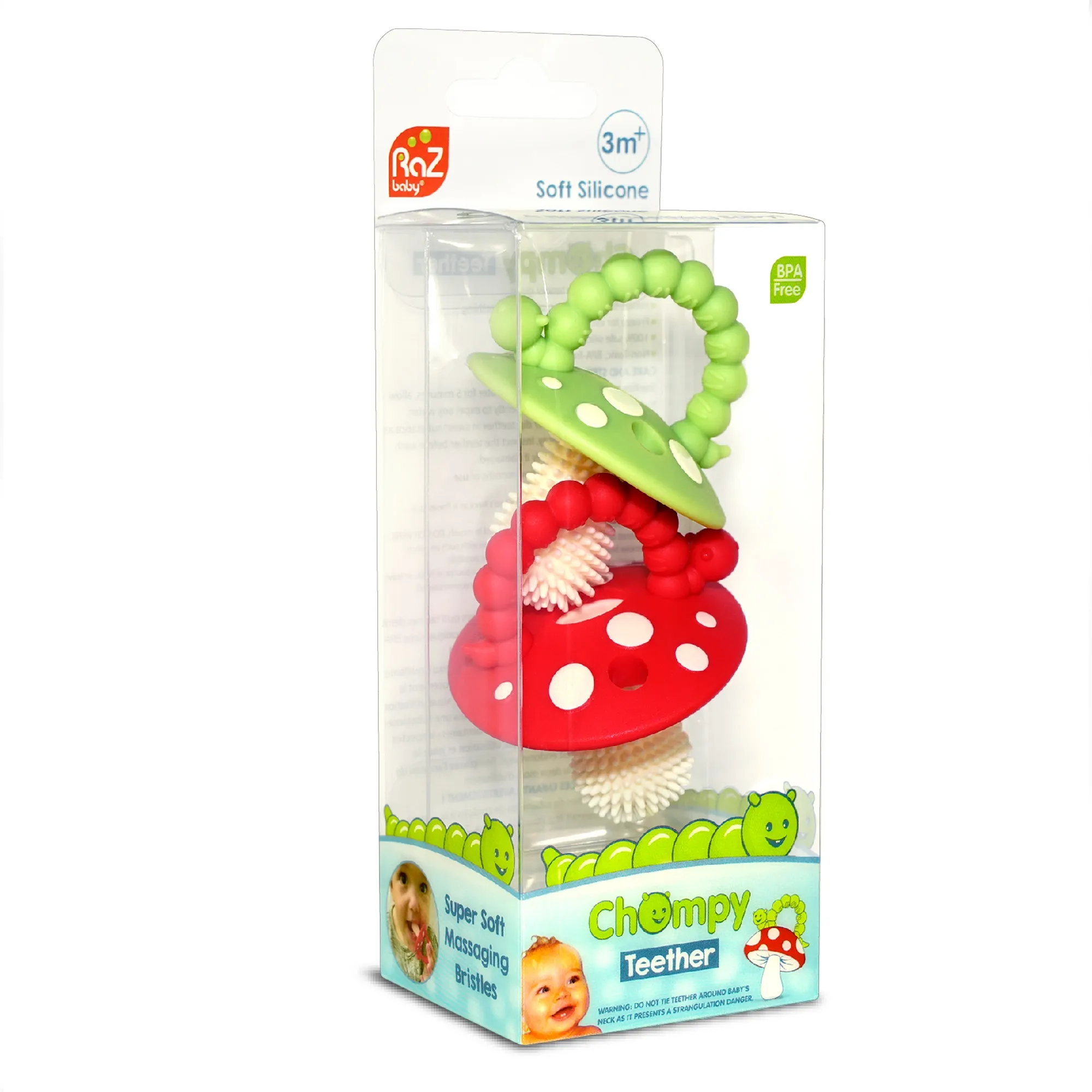 RaZbaby Chompy Mushroom Silicone Teethers 2-Pack