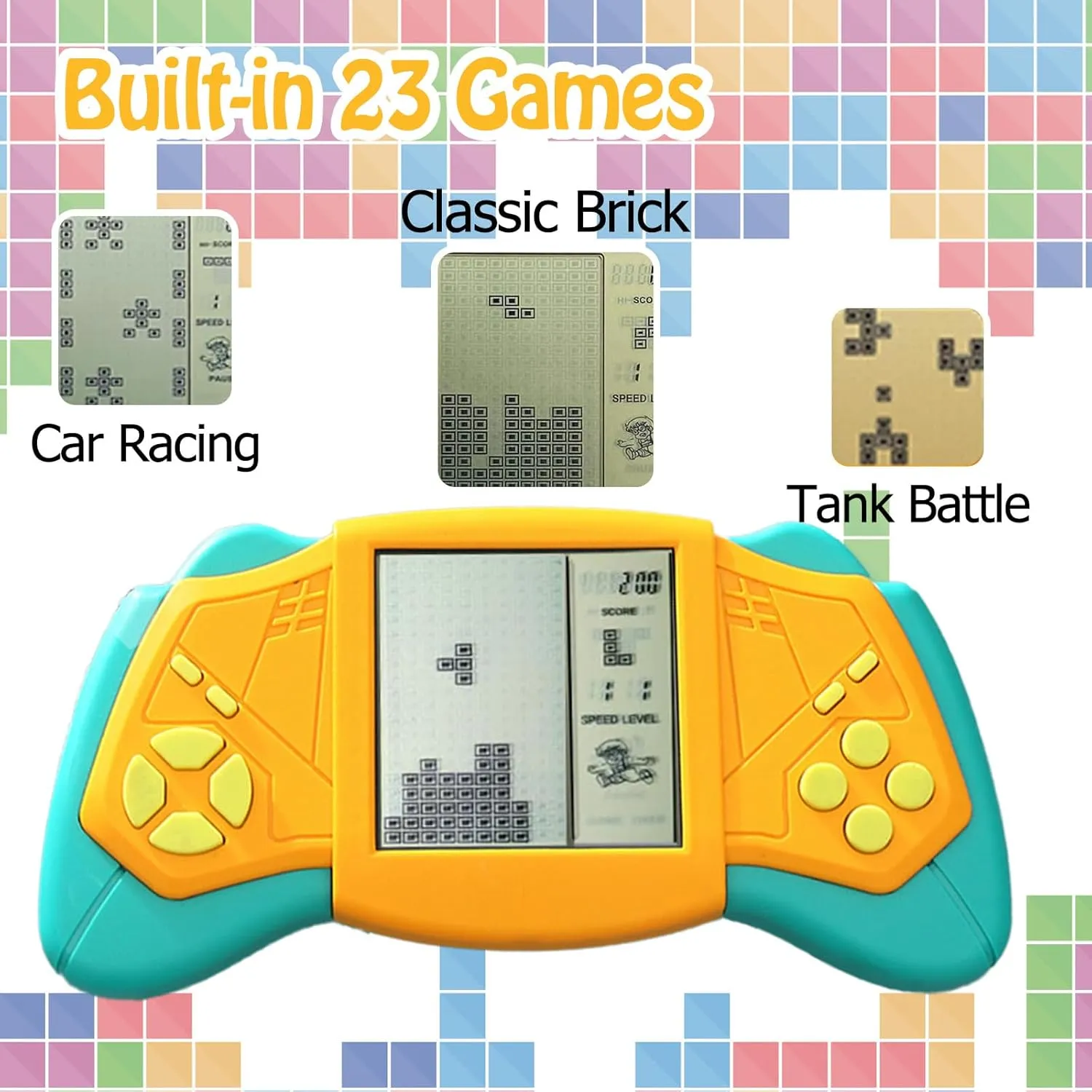 Retro Mini Handheld Tetris Game Player for Kids (Random Color)