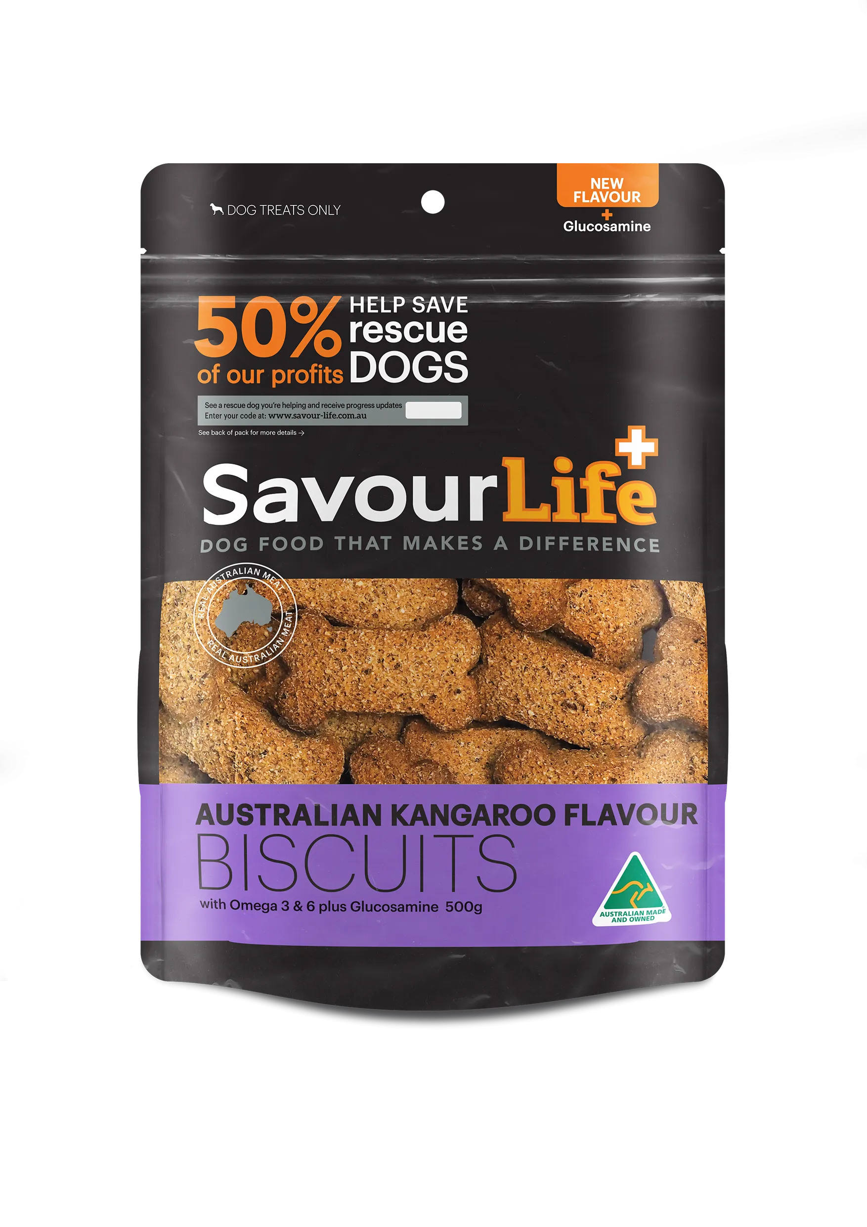 SavourLife Dog Treat Australian Kangaroo Flavour Biscuits 500g