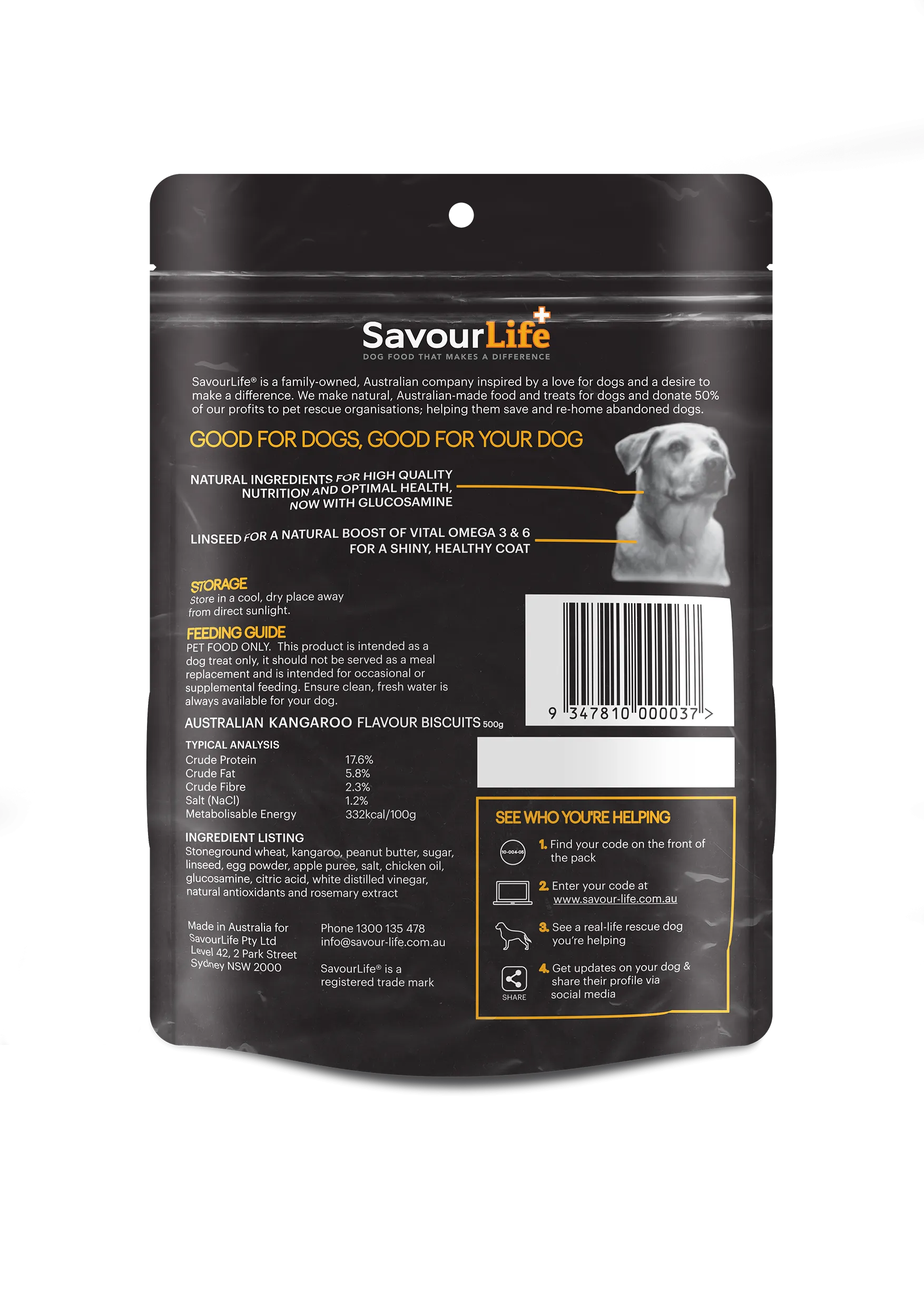SavourLife Dog Treat Australian Kangaroo Flavour Biscuits 500g