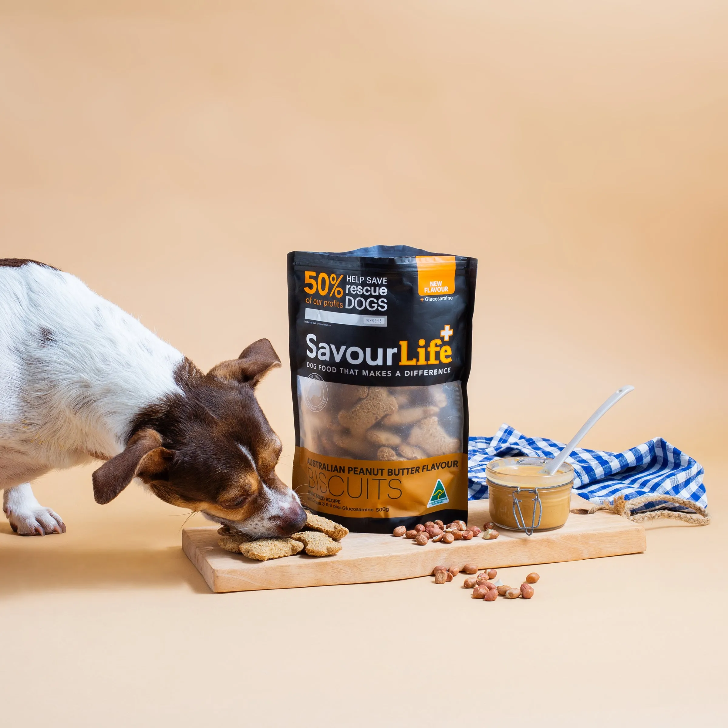 SavourLife Dog Treat Australian Peanut Butter Flavour Biscuits 500g