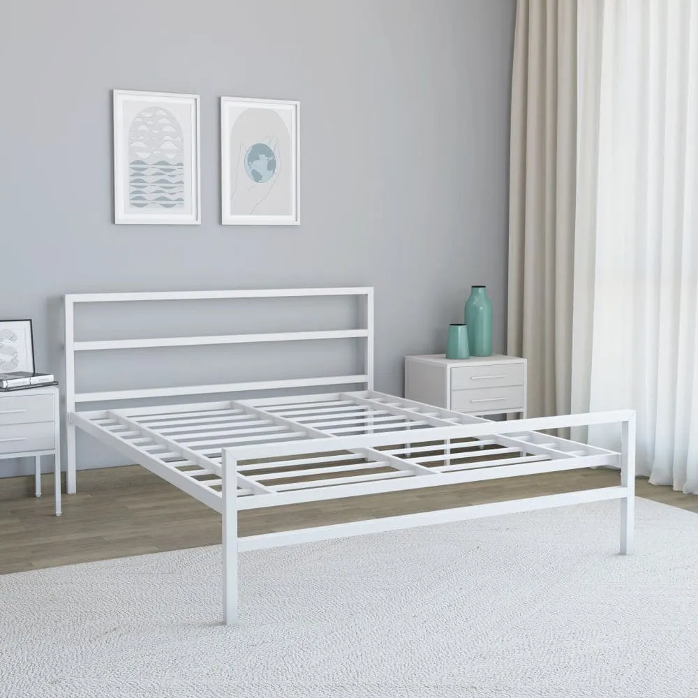 Striker Metal Bed (White)   ECOAIR Latex Mattress (King)